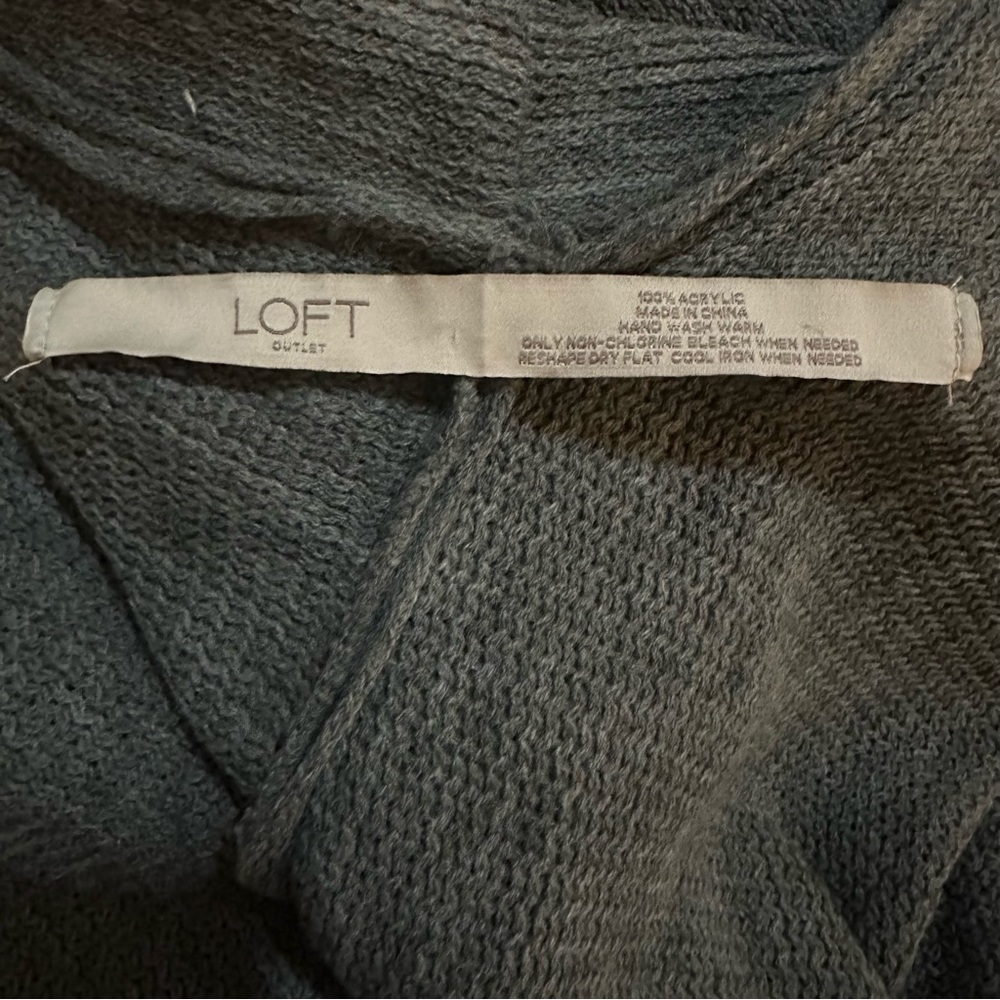 Loft Oversized Gray & White Poncho One Size - Picture 7 of 7